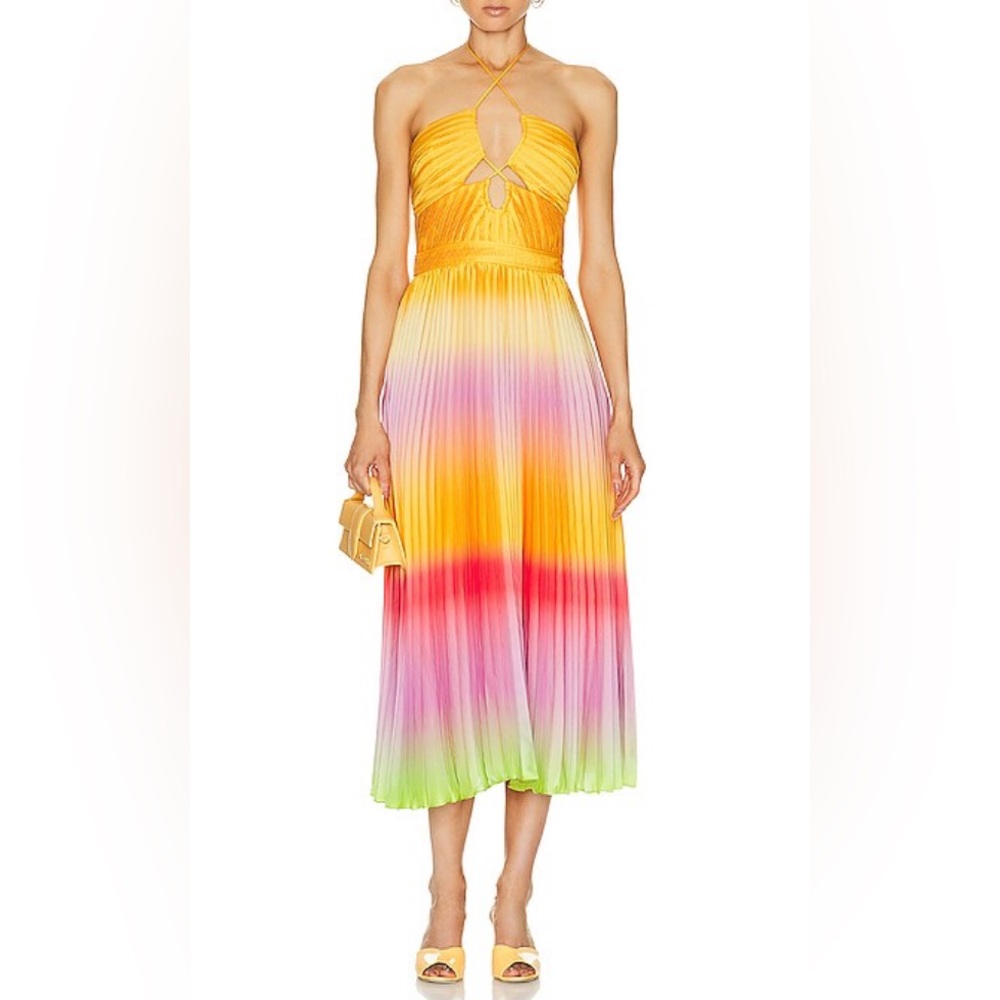 NWT Simkhai - Jonathan Simkhai Annita Multicolor Ombre Plisse Dress Size 10 - Picture 3 of 11